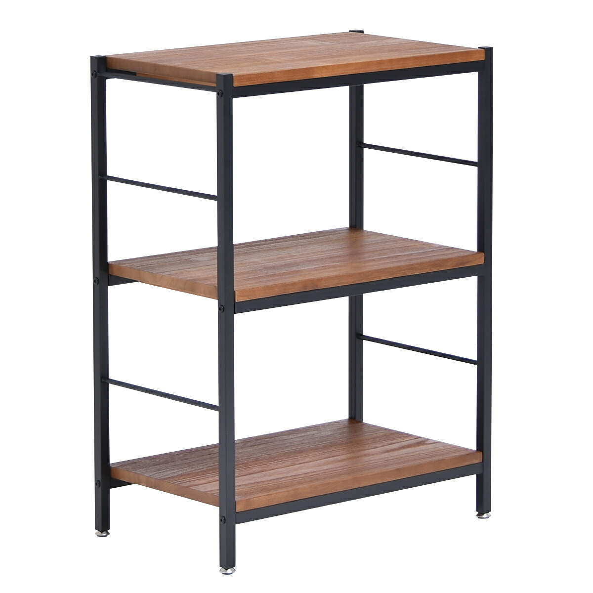 ヴィンテージ 真鍮金具 装飾 木製ラック 3段 引き出し付き ブラウン