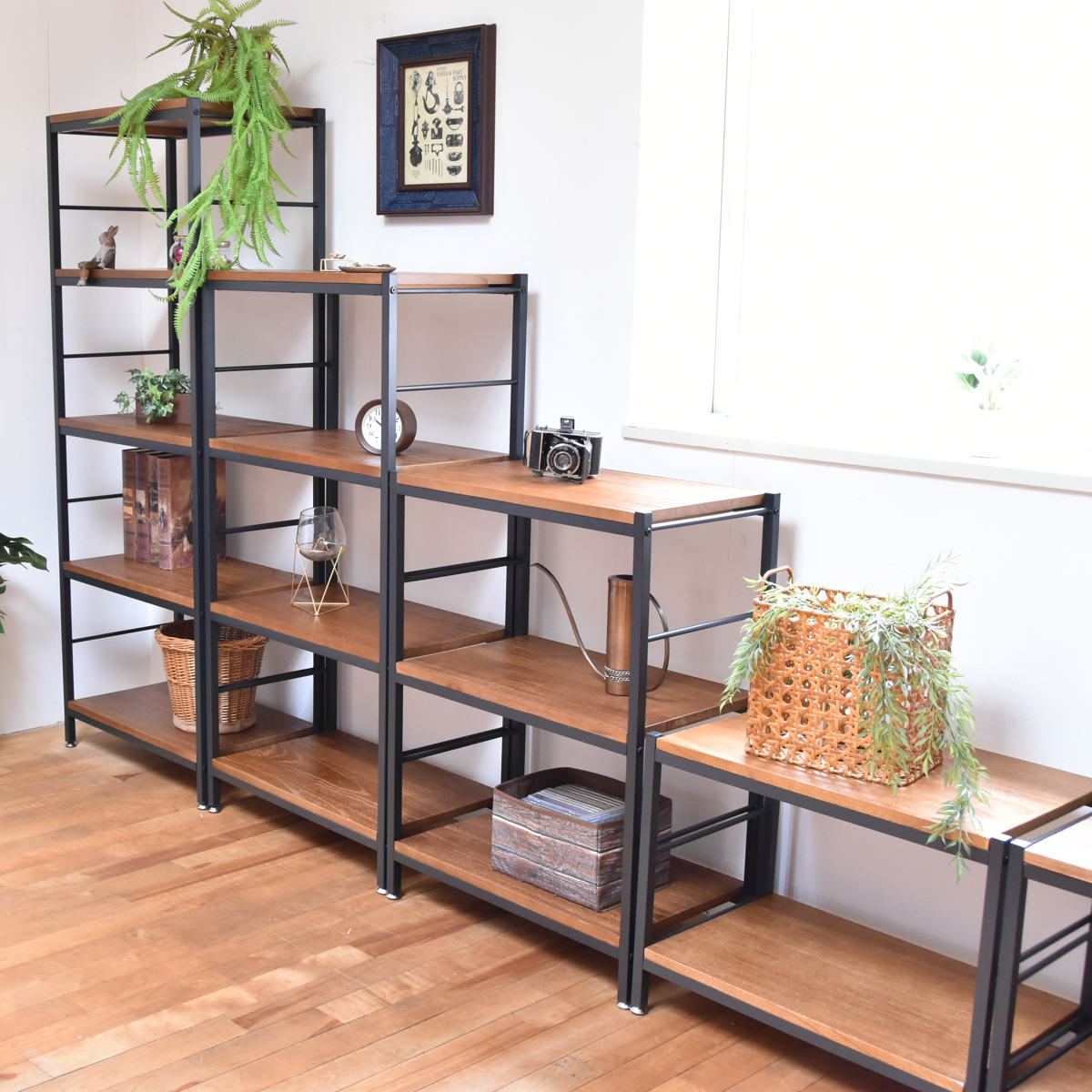 楽天市場】オープンラック 5段 ヴィンテージ調 天然木棚板 幅60cm