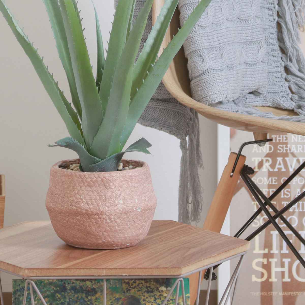 楽天市場】フェイクグリーン アロエ 高さ45cm セメントポット （ 観葉