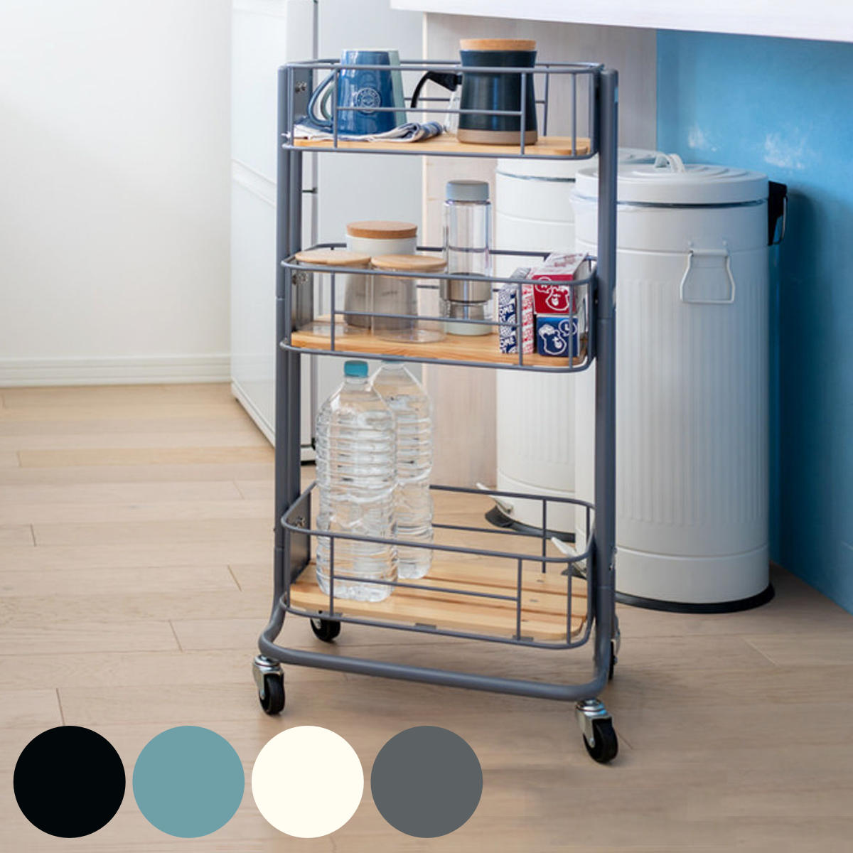 楽天市場】キッチンワゴン キャスター付 3段 アイアンフレーム 長さ