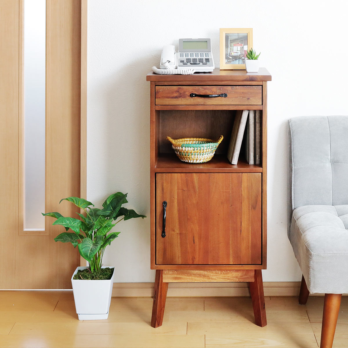 楽天市場】電話台 マホガニー天然木 幅42cm （ 送料無料 電話