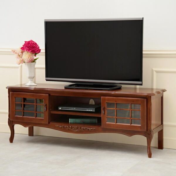 楽天市場】テレビ台 ローボード TV台 アンティーク調 ガラス扉 幅90cm