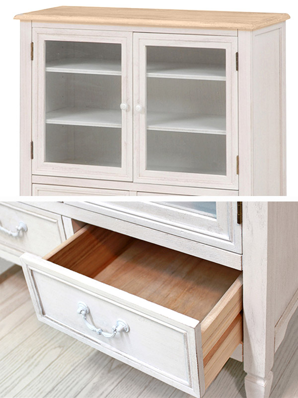 楽天市場】キャビネット 幅80cm 姫系 木製 アンティーク調 ブロカント