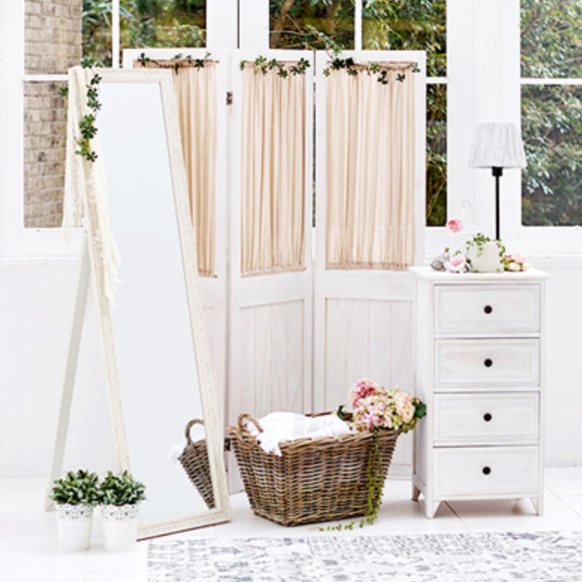 楽天市場】パーテーション 3連 衝立 カーテン付 天然木 フレンチ