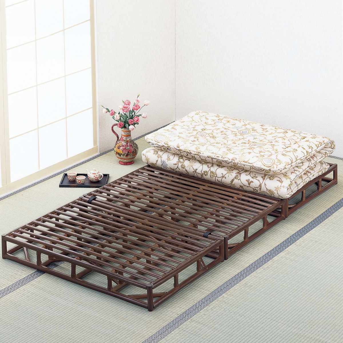 楽天市場】籐 シングルベッド 軽量 2分割 ラタンフレーム （ 送料無料