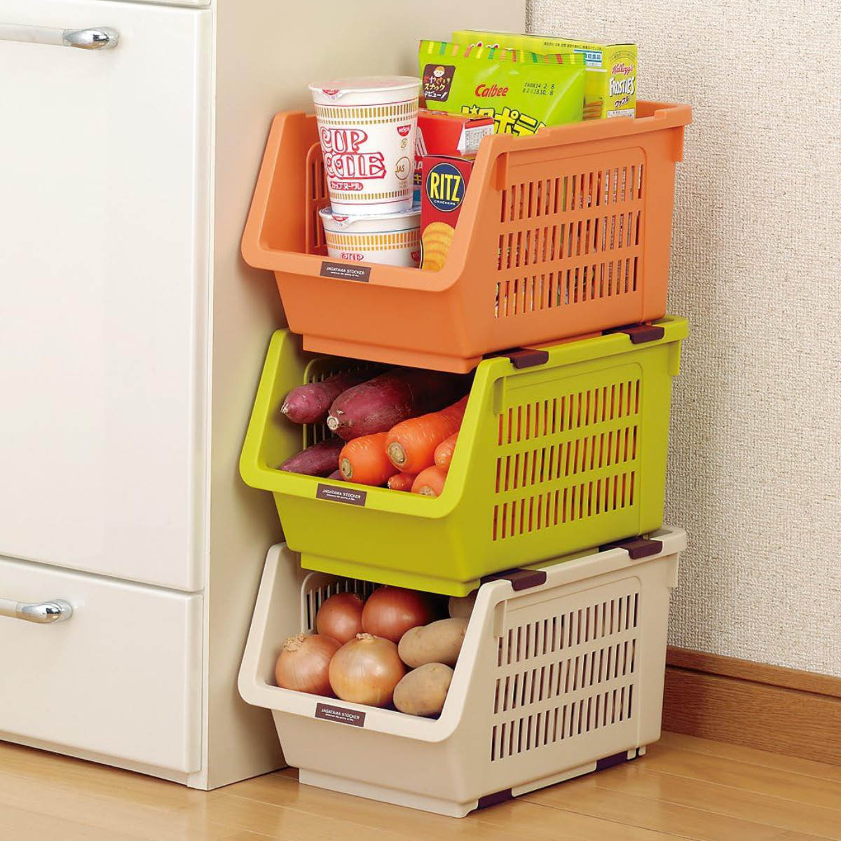 楽天市場】野菜ストッカー スリムストッカー じゃが玉ストッカー 同色3