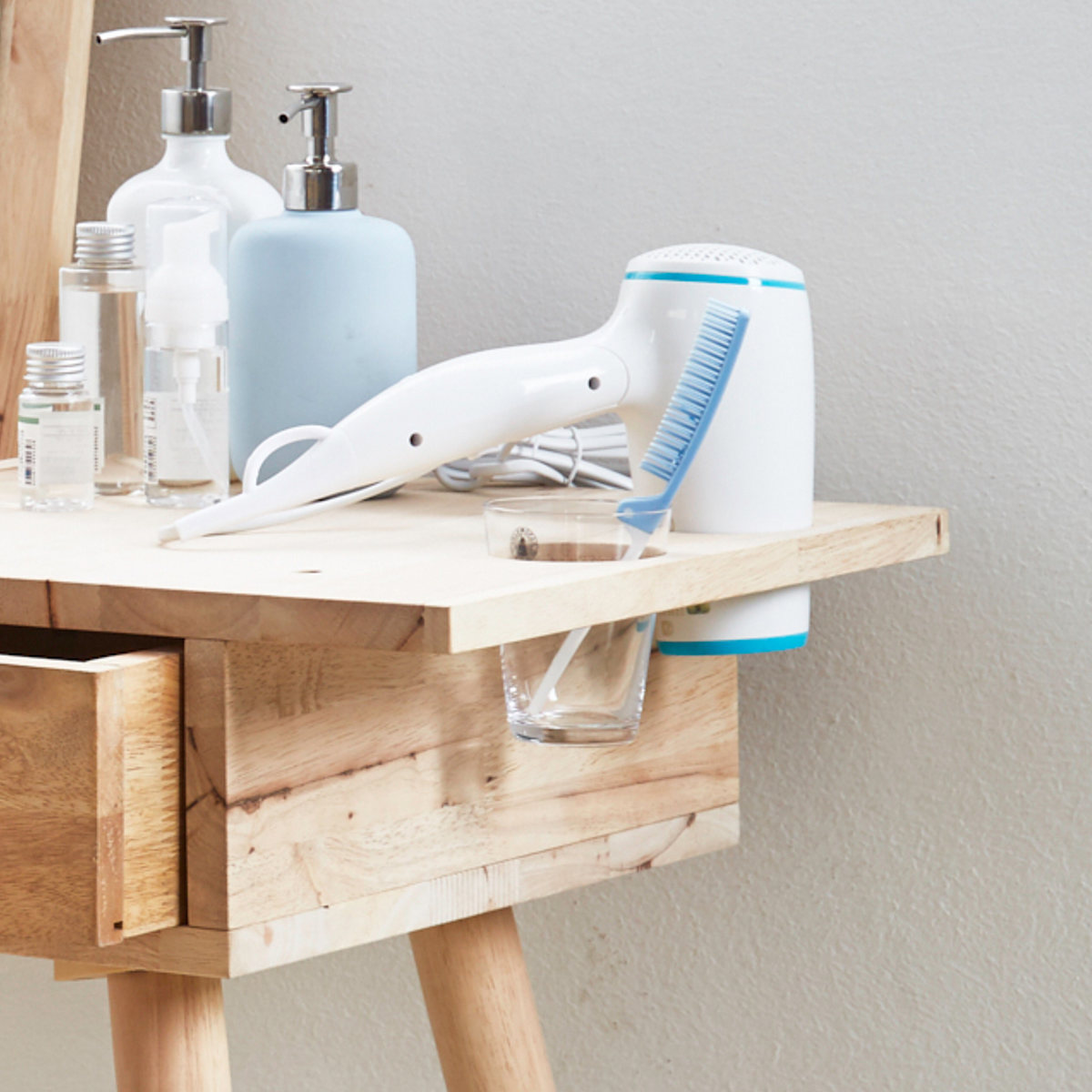 楽天市場】ドレッサー チェアセット ドライヤーホルダー付 NATURAL