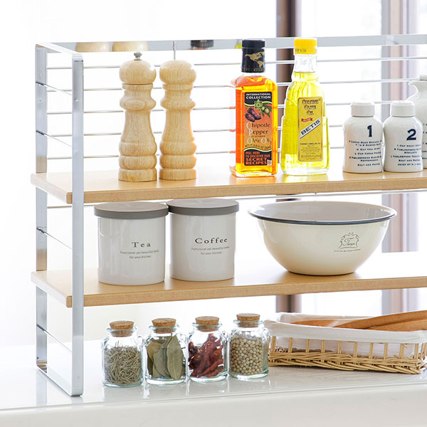 楽天市場】調味料ラック 幅60cm 木棚 出窓シェルフ （ スパイスラック