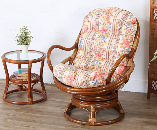 楽天市場】籐 回転座椅子 チェア クッション付 ラタン製 籐家具 座面高