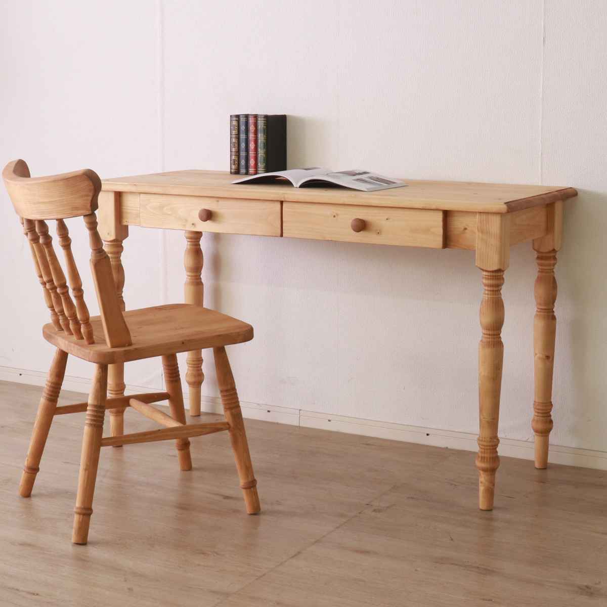 楽天市場】ワークデスク 引き出し付き 幅120cm 天然木 カントリー調
