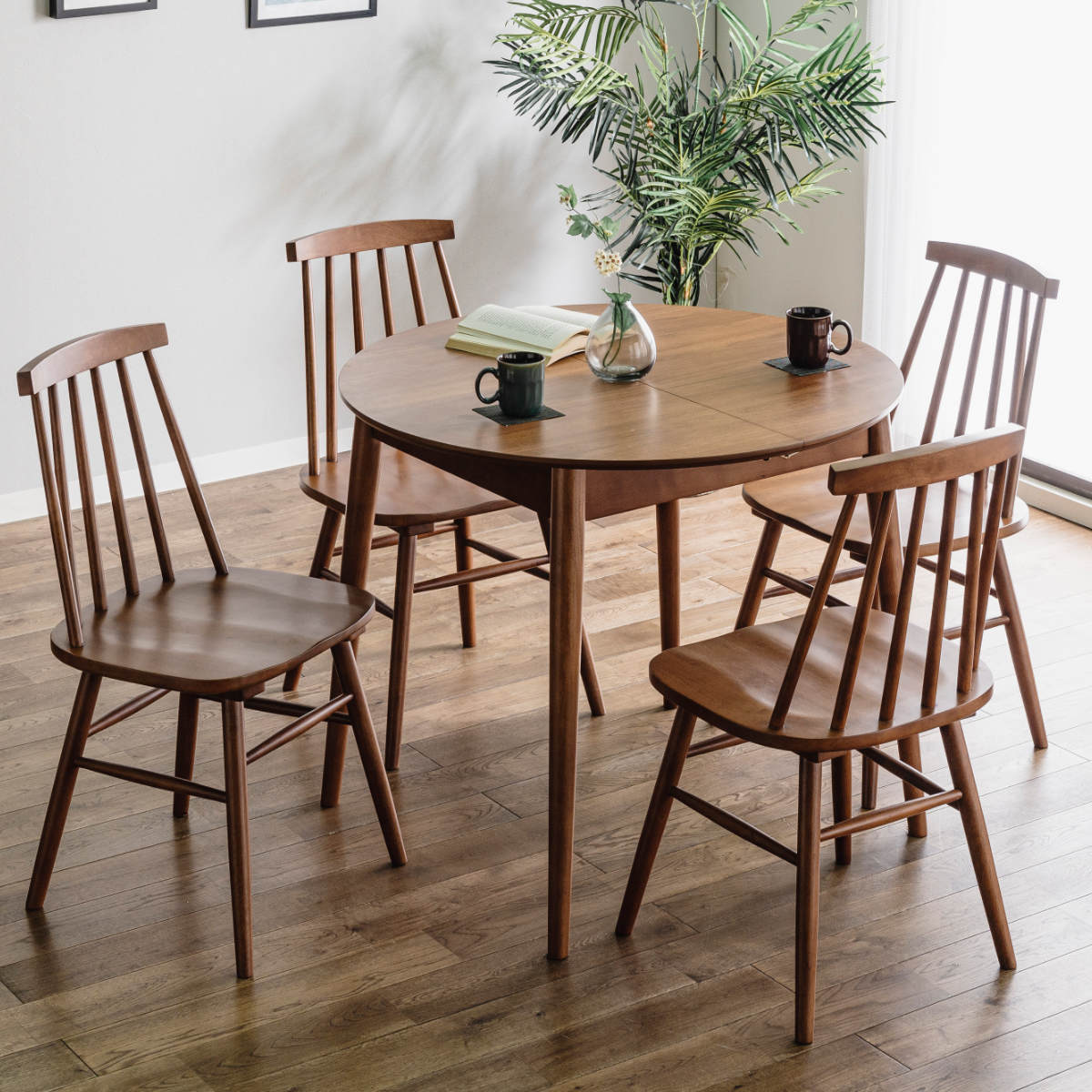 楽天市場】ダイニングテーブル 丸テーブル 4人掛け 伸縮 木製 幅90cm