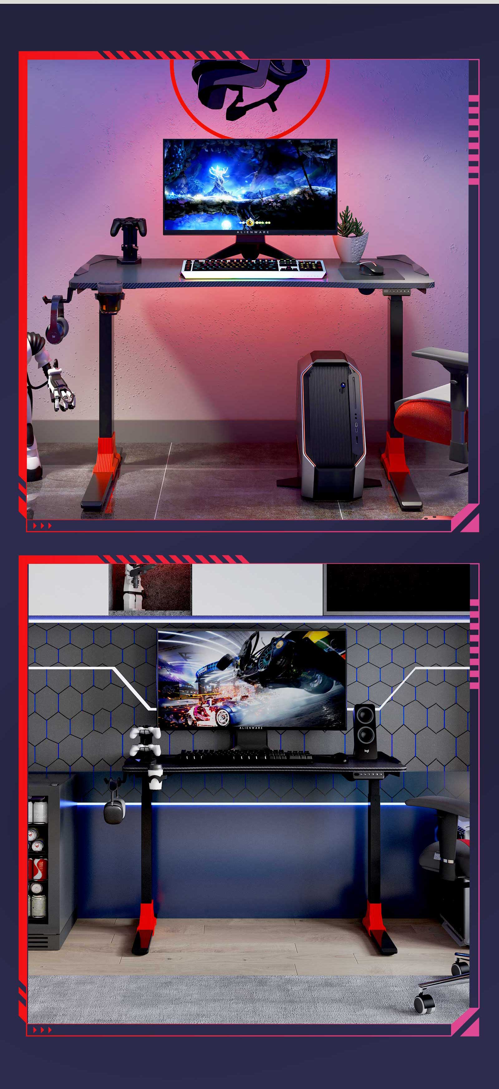 楽天市場】ゲーミングデスク 昇降式 FlexiSpot GT2D パソコンデスク 幅