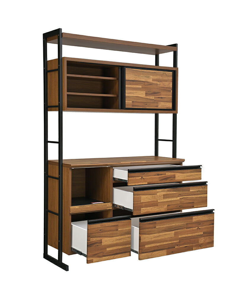 楽天市場】レンジ台 レンジボード 幅125cm ヴィンテージ風 引き戸