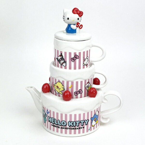 サンリオ 50th ANNIVERSARY ハローキティ ケーキ型ティーセット 食器