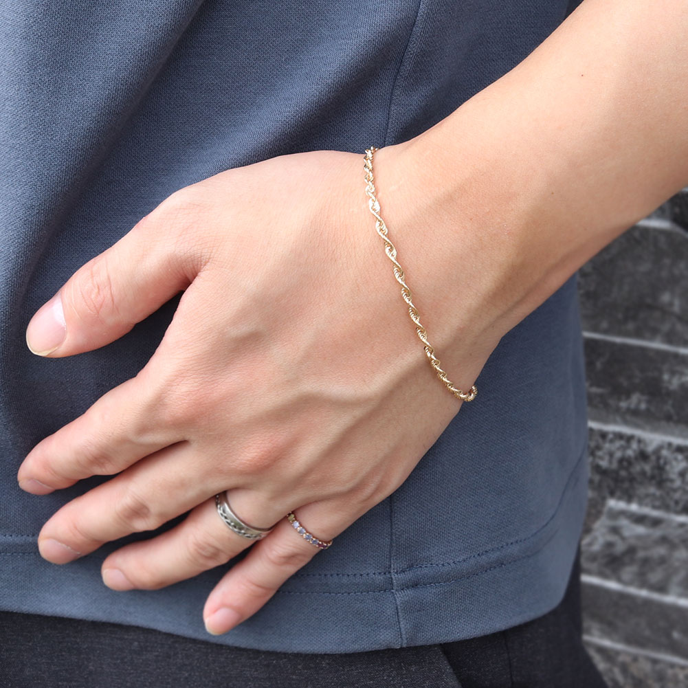 楽天市場】ブレスレット イエローゴールド K18 中空チェーン メンズ