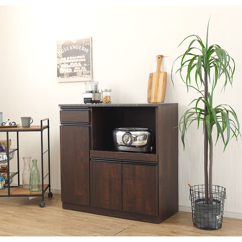 楽天市場】キッチンカウンター テーブル レンジ台 キッチン収納 石目柄