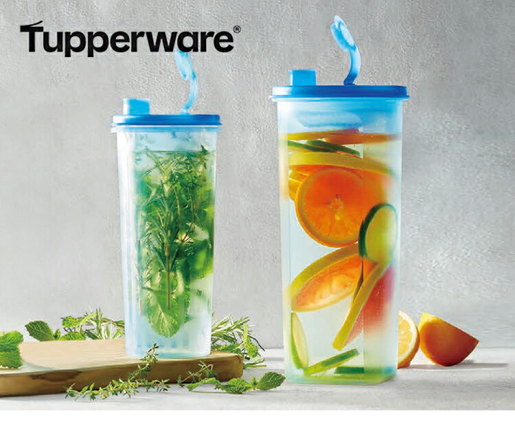 楽天市場】タッパーウェア 冷水筒 2L スクエア スリムライン