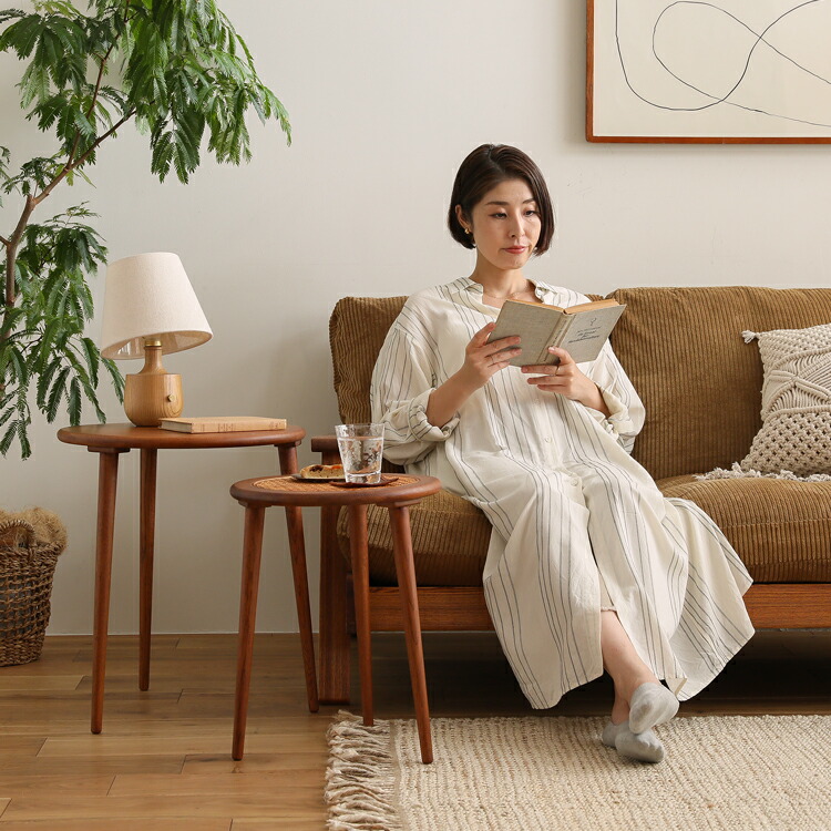 楽天市場】ネストテーブル RattanMix／RD 円形 ヴィンテージレッド