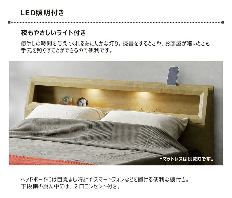 楽天市場】ダブルベッド フレーム 収納付き 宮付き ヴィンテージ