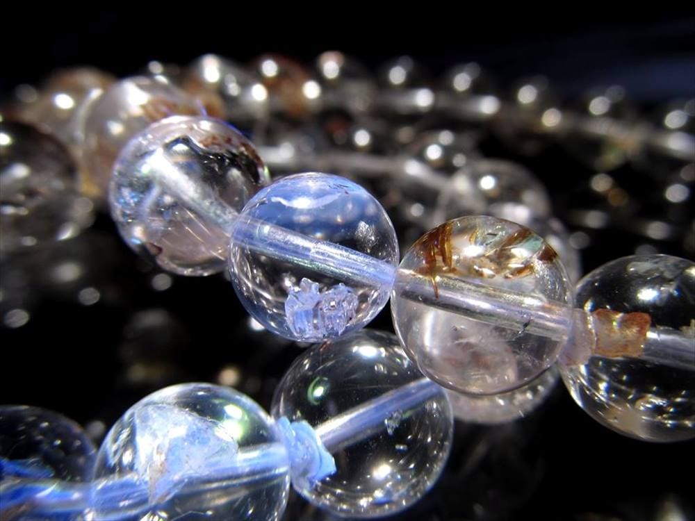 超希少AAA オイルインクォーツ 石油入り水晶 ブレスレット 8.5mm-9mm