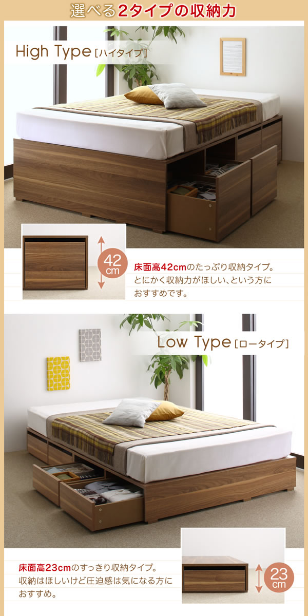 楽天市場】シングル ベッド ヘッドレスベッド 収納付きベッド ロー