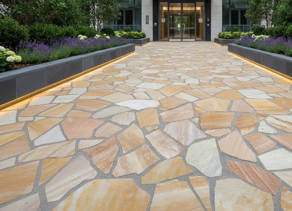 楽天市場】乱形石 薄 アルビノイエロー 薄手 1平米 乱形 石材 1m2 束 7