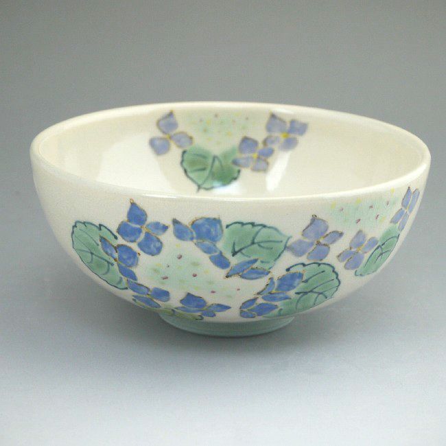 色絵あじさいご飯茶碗 大 - 京焼清水焼 松韻堂