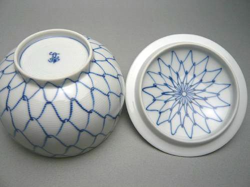 染付網目蓋付汲出碗揃 竹峰 - 京焼清水焼 松韻堂