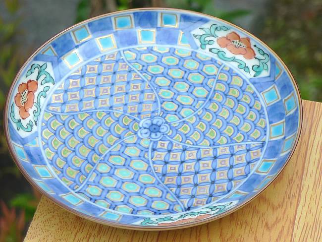 淡彩古紋四寸皿 昭阿弥 - 京焼清水焼 松韻堂