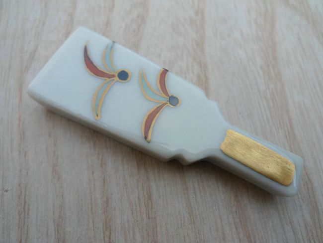 羽子板お正月箸置き 羽根 単品 - 京焼清水焼 松韻堂