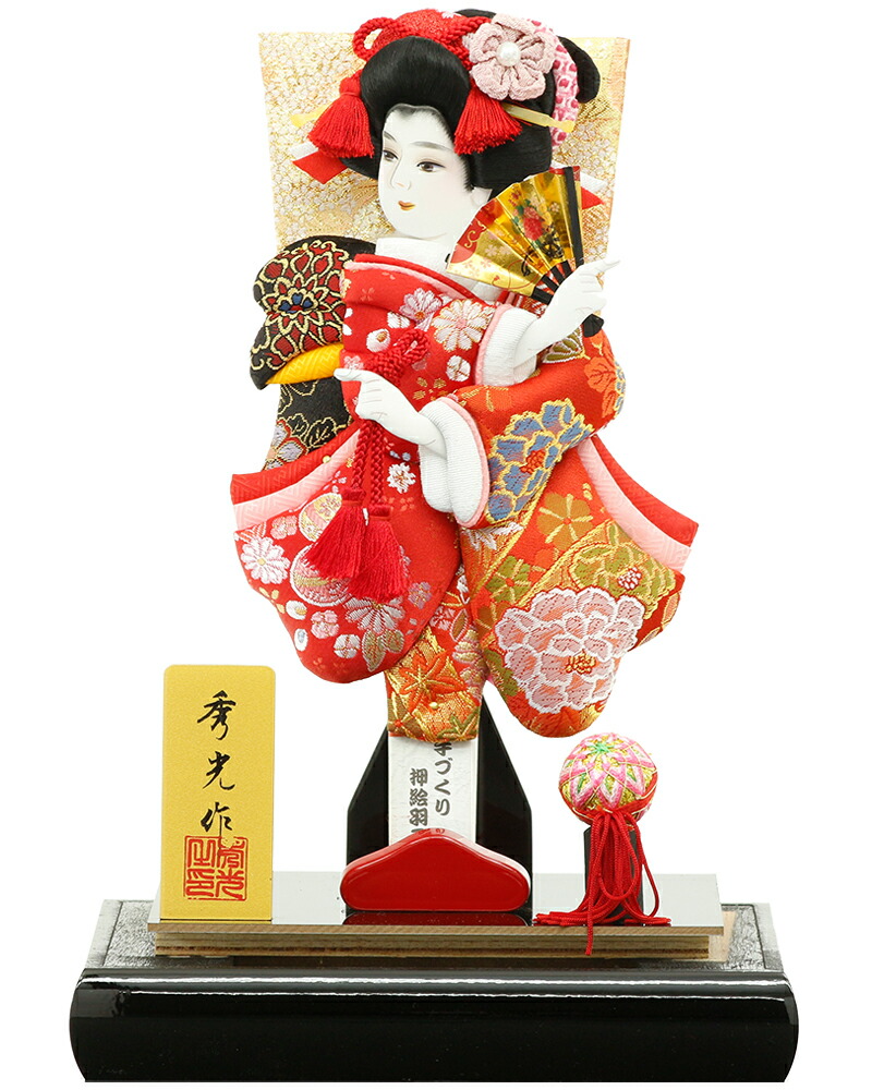 羽子板ケース入り飾りセット【A1801】 可愛いお顔に豪華花柄吉祥模様