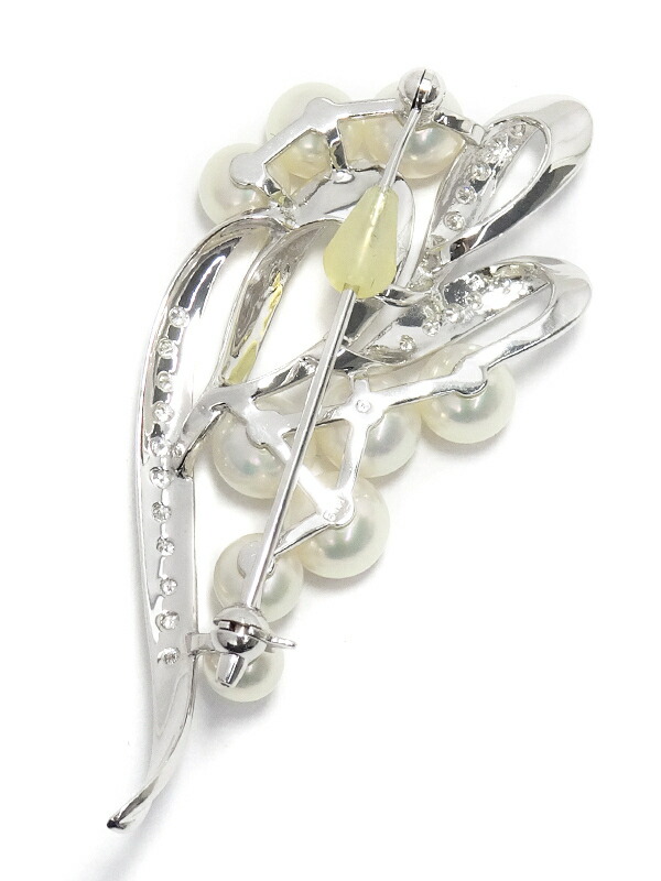 MIKIMOTO】ミキモト『K18WG ブローチ パール5.0～6.5mm ダイヤモンド