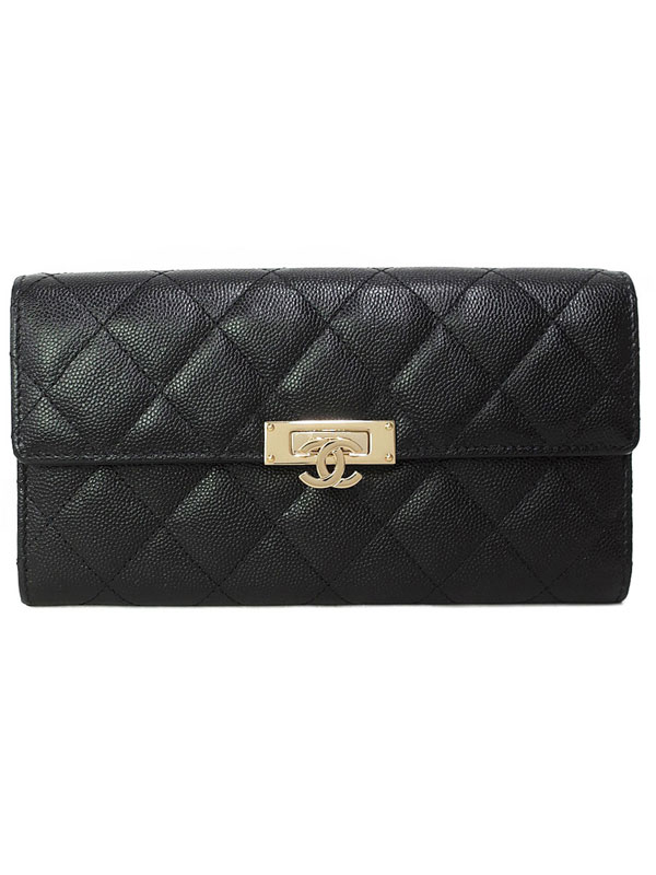 CHANEL】【ゴールド金具】シャネル『マトラッセ ココロック 二つ折り長
