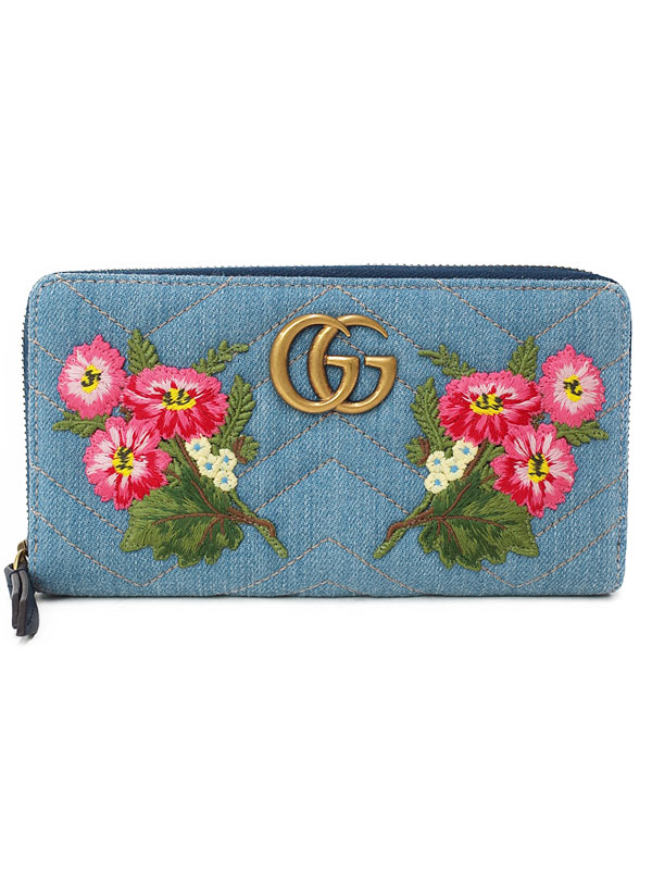 GUCCI】【日本限定】グッチ『GGマーモント 花柄刺繍 ジップアラウンド