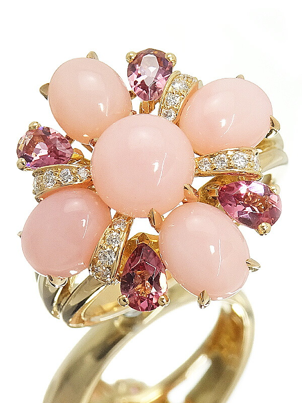 CHANEL】シャネル『K18YG バロックコレクション リング ピンクオパール