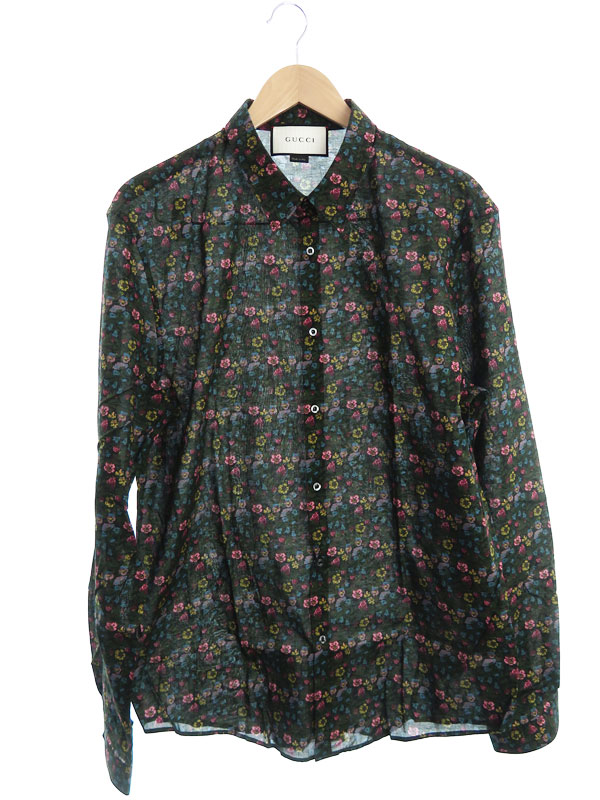 GUCCI】【duke】【イタリア製】【トップス】グッチ『花柄長袖シャツ