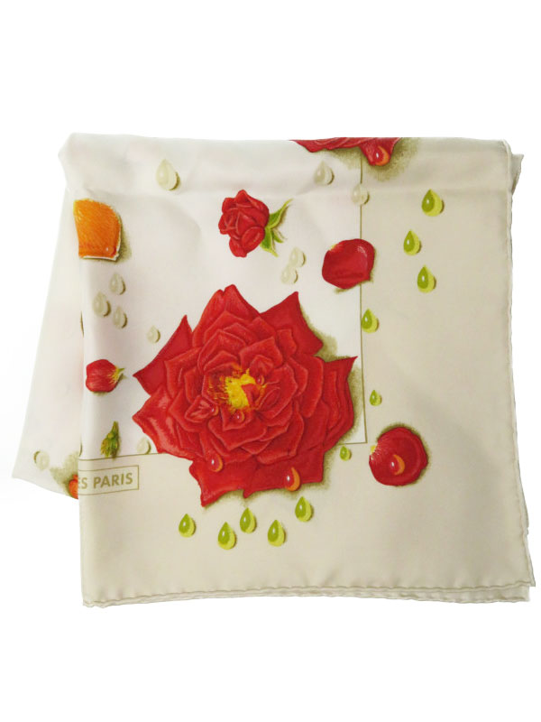 HERMES】【LA ROSEE】【フランス製】エルメス『カレ90 薔薇の雫