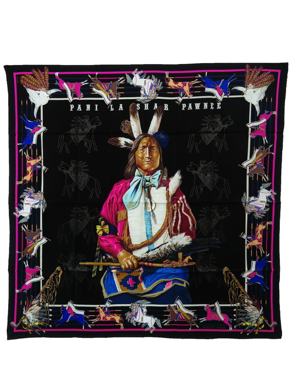 HERMES】【PANI LA SHAR PAWNEE】【フランス製】エルメス『カレ90