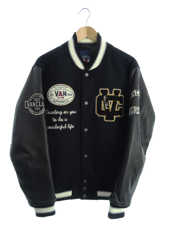 VAN CLUB】【アウター】ヴァンヂャケット『レザー切替スタジャン sizeL