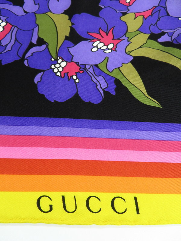 GUCCI】【イタリア製】グッチ『花柄シルクスカーフ』レディース 1週間
