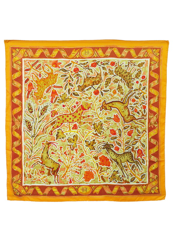 HERMES】【フランス】エルメス『カレ90 モザイク タイル 動物柄