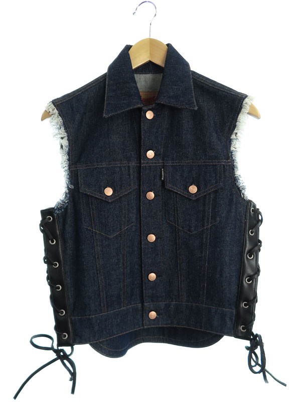 KADOYA】【トップス】カドヤ『サイド編み上げ デニムベスト sizeM