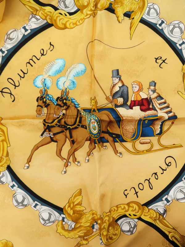 HERMES】【Plumes et Grelots】【フランス製】エルメス『カレ90 羽飾り