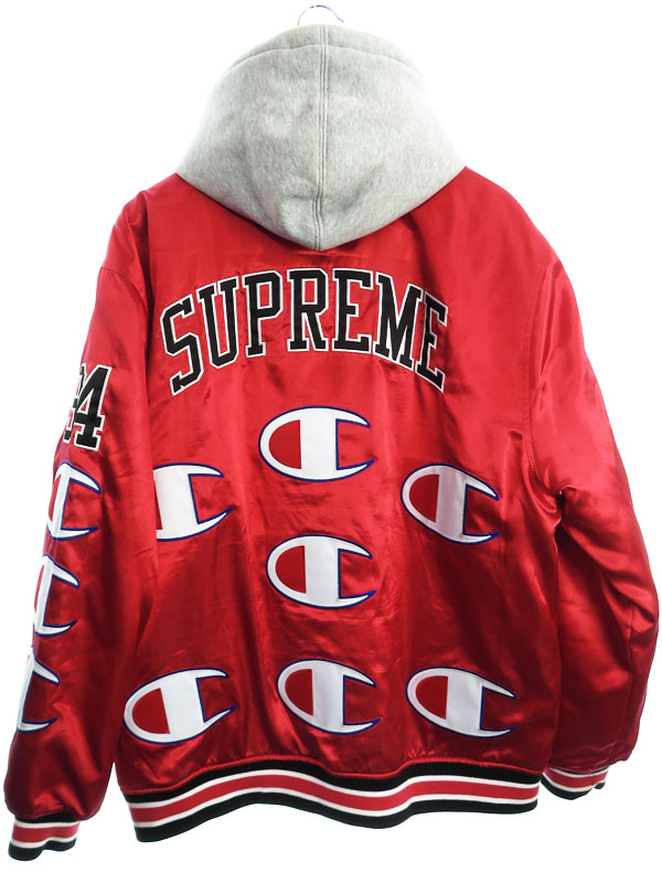 Supreme】【Hooded Satin Varsity Jacket】【チャンピオン