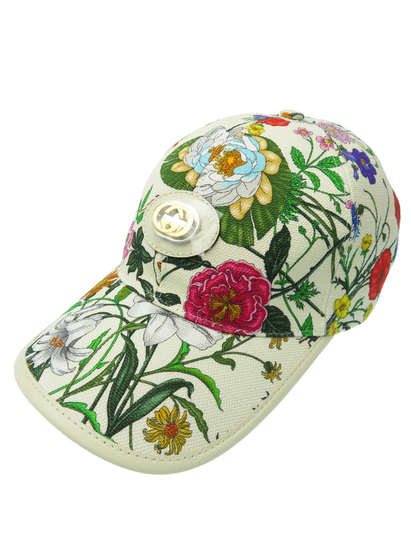 GUCCI】【GGメタルロゴフローラルキャップ】【イタリア製】グッチ『花