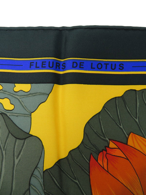 HERMES】【FLEURS DE LOTUS】【フランス製】エルメス『カレ90 蓮の花