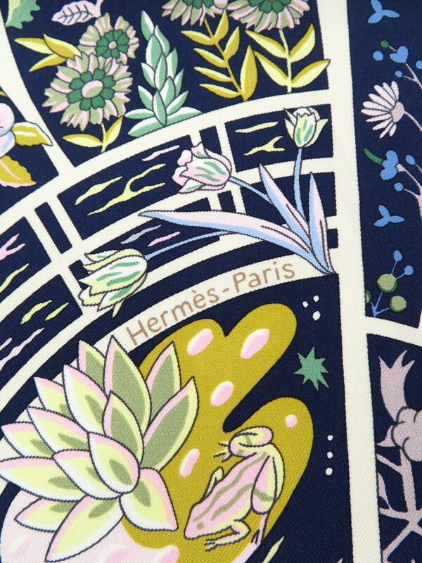HERMES】【Fleurs de Giverny】【フランス製】エルメス『カレ90