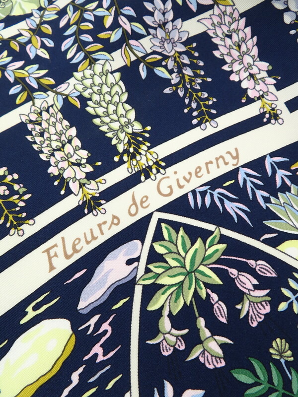 HERMES】【Fleurs de Giverny】【フランス製】エルメス『カレ90