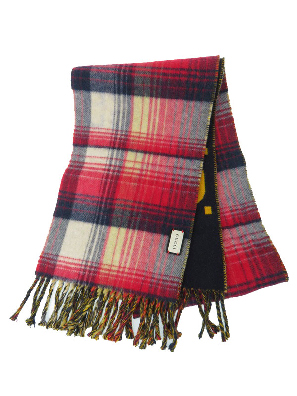 GUCCI】【GG柄】【チェック柄】グッチ『リバーシブルマフラー』ユニ