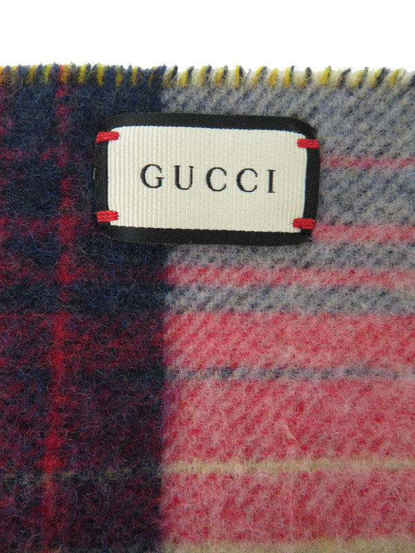 GUCCI】【GG柄】【チェック柄】グッチ『リバーシブルマフラー』ユニ